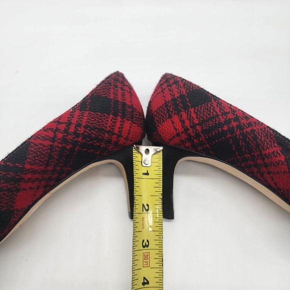 Talbots Red Black Tartan Plaid Wool Heels Size 7 - Picture 8 of 9